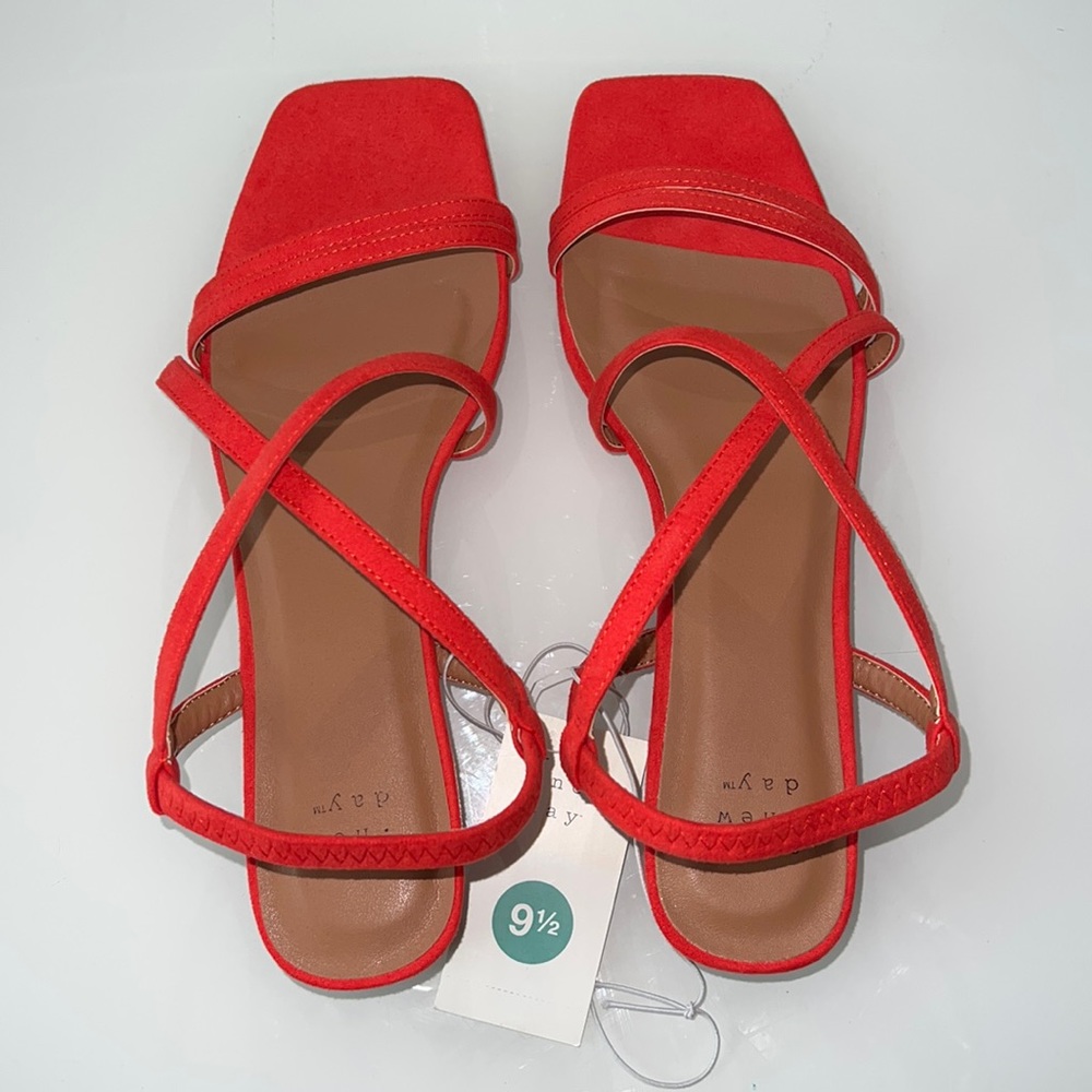 coral heeled sandals